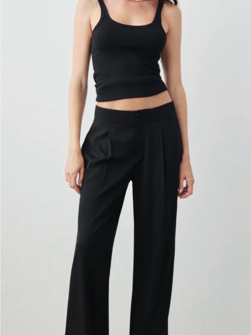 AYR The Supremo Silk Black Wide-Leg Pleated Trousers